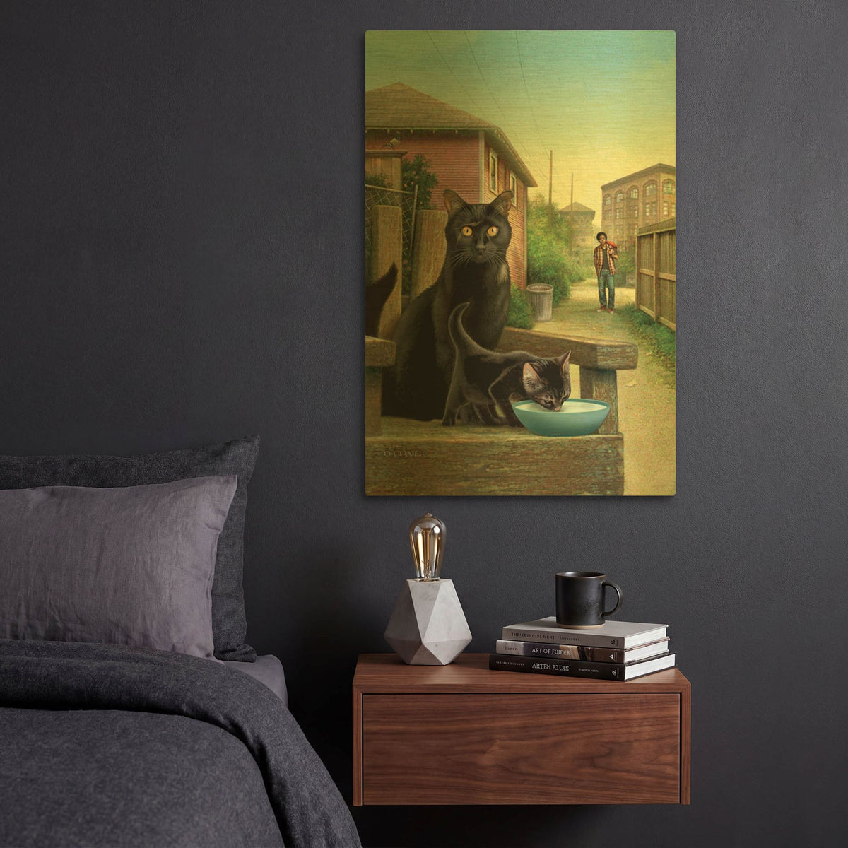 'Old Cat Cover' By Dan Craig Gold Metal Wall Art