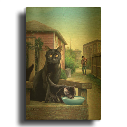 'Old Cat Cover' By Dan Craig Gold Metal Wall Art