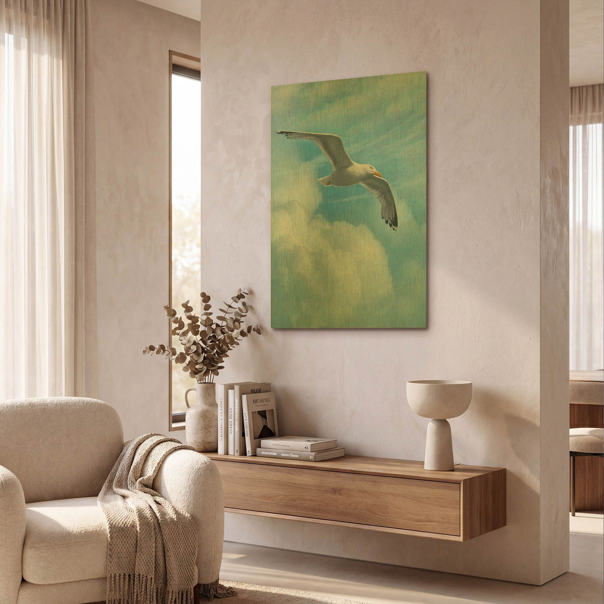 'Page Of Earth-Seasgull' By Dan Craig Gold Metal Wall Art