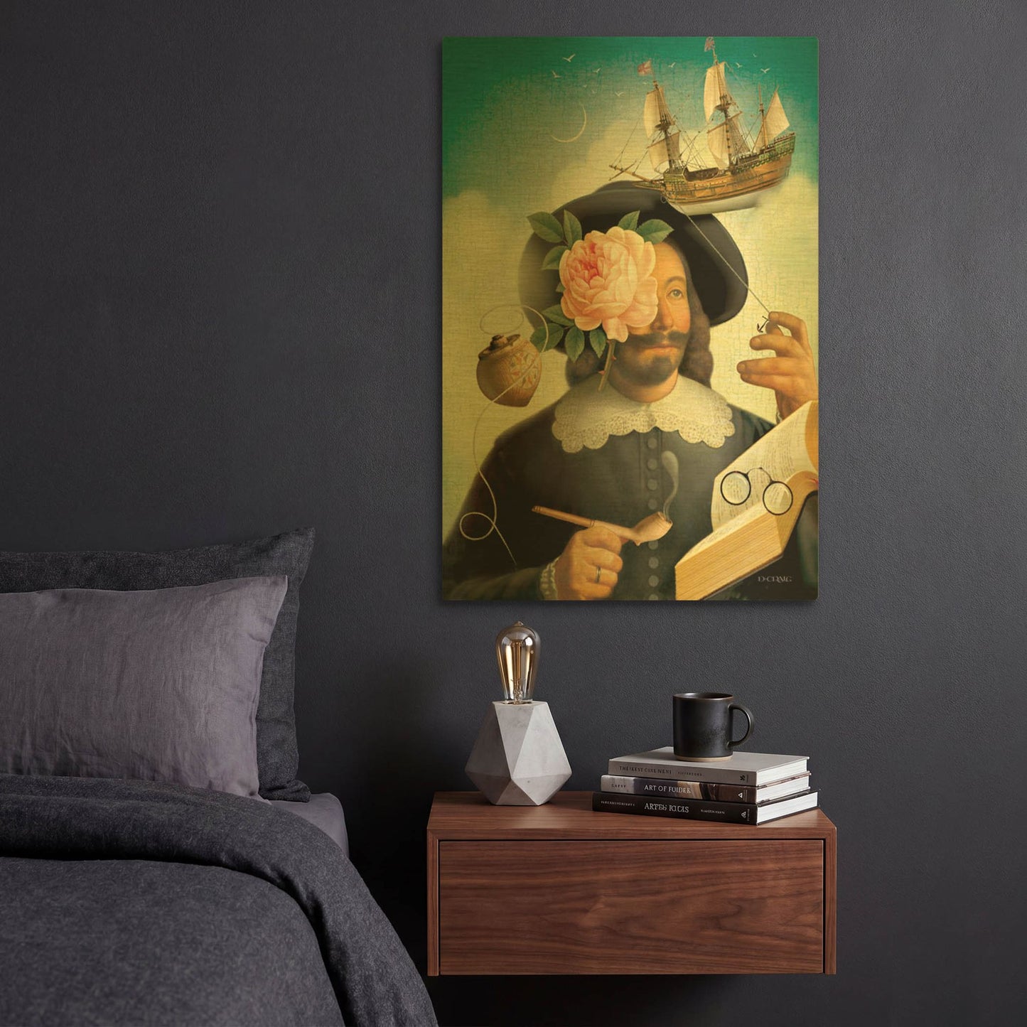 'Pilgrim Cover' By Dan Craig Gold Metal Wall Art