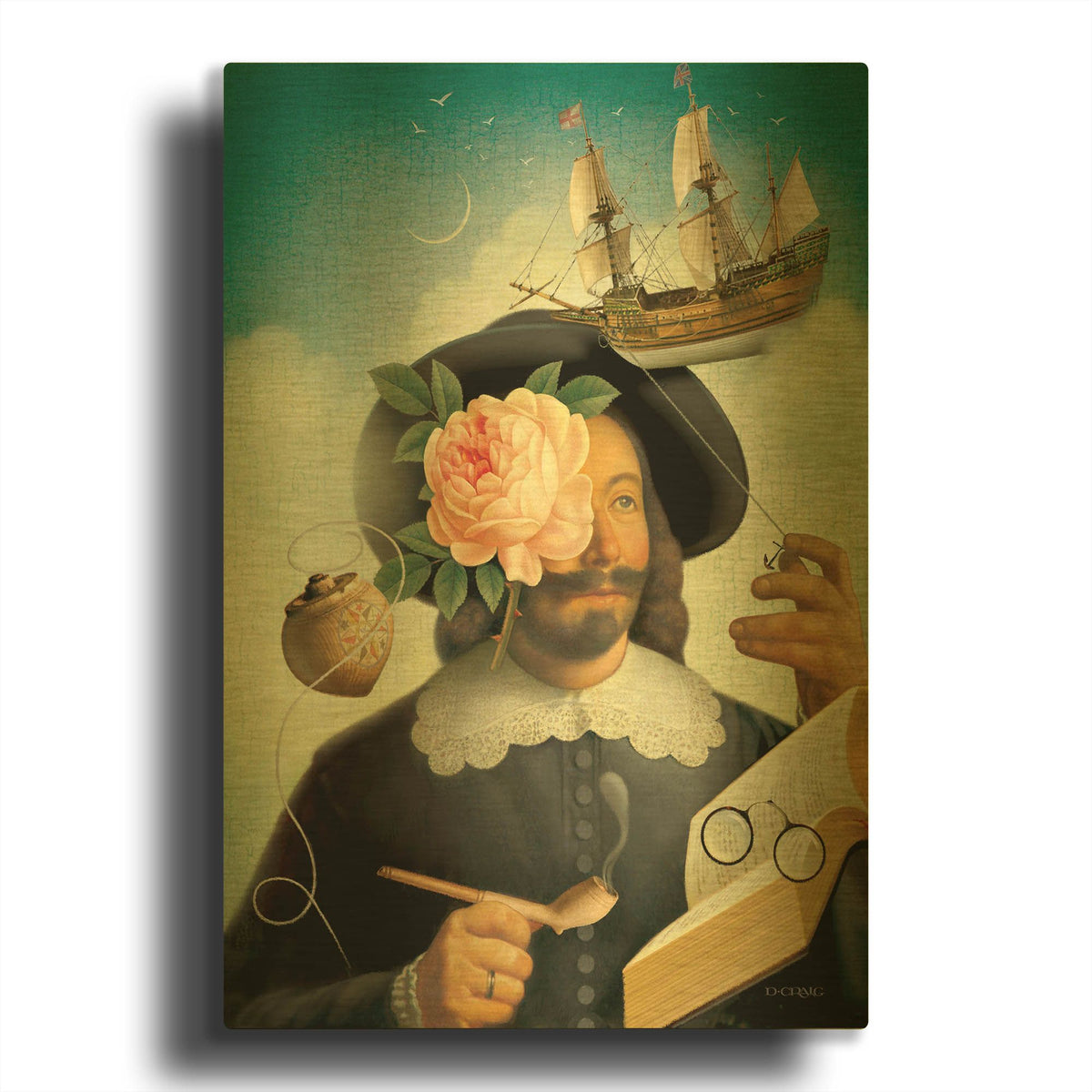 'Pilgrim Cover' By Dan Craig Gold Metal Wall Art