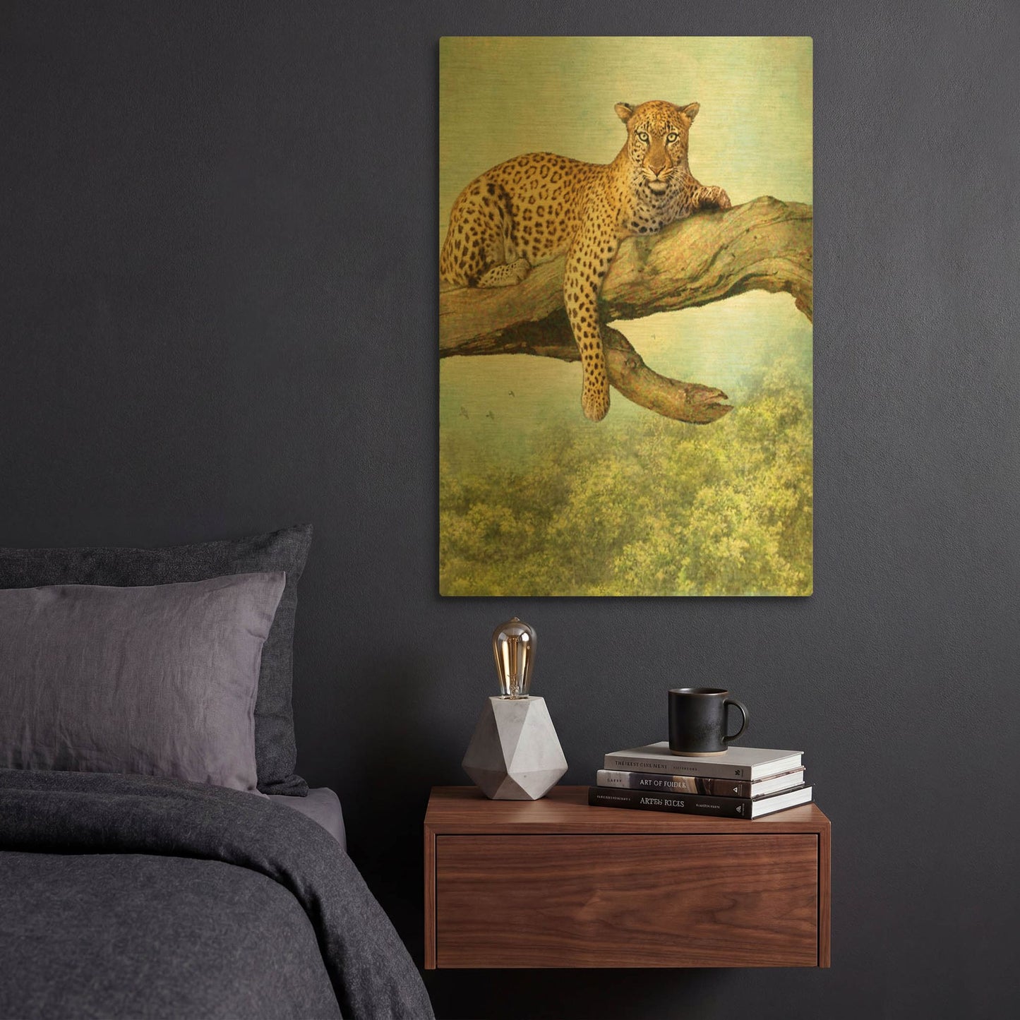 'Queen Of Air Leopard' By Dan Craig Gold Metal Wall Art