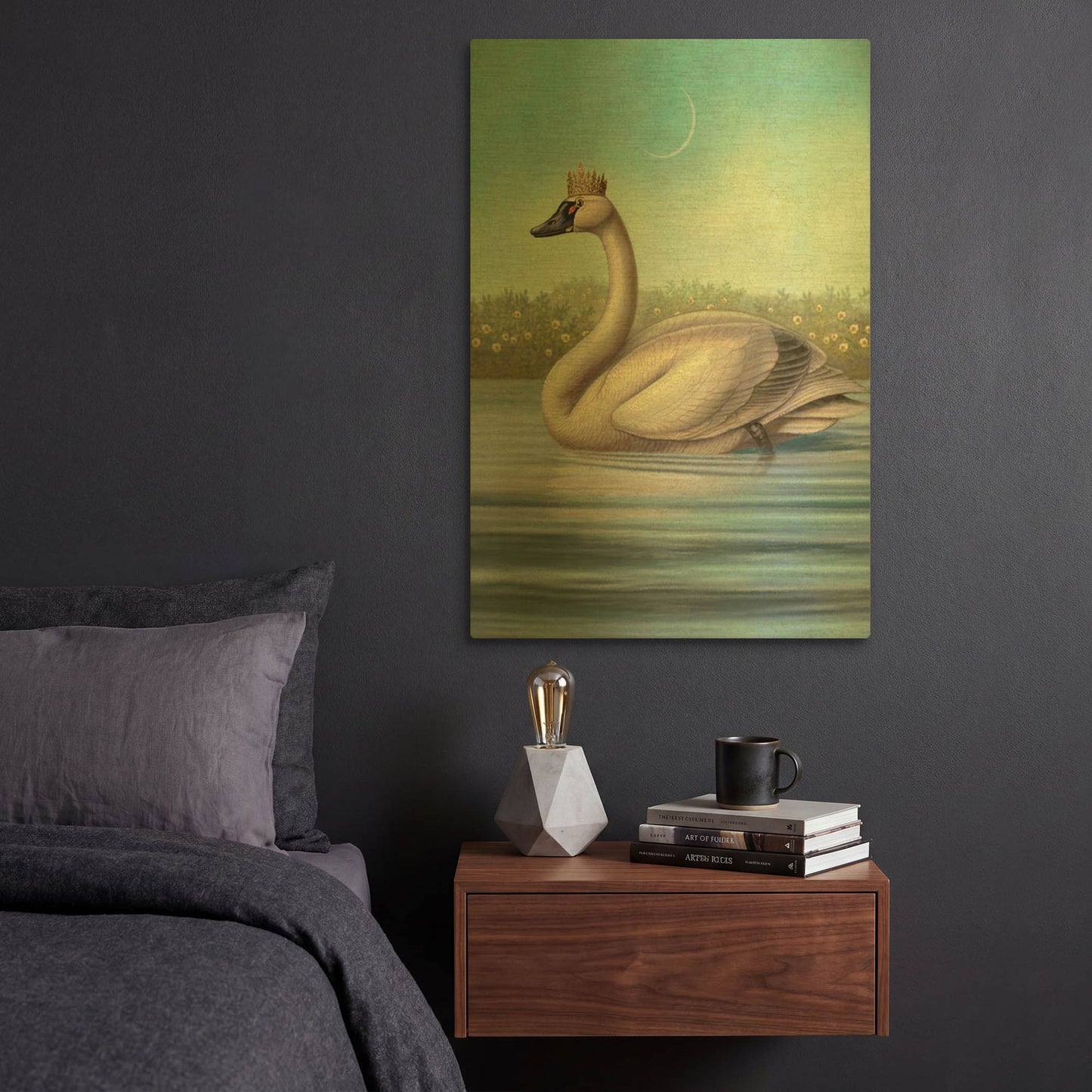 'Queen Of Water Swan' By Dan Craig Gold Metal Wall Art