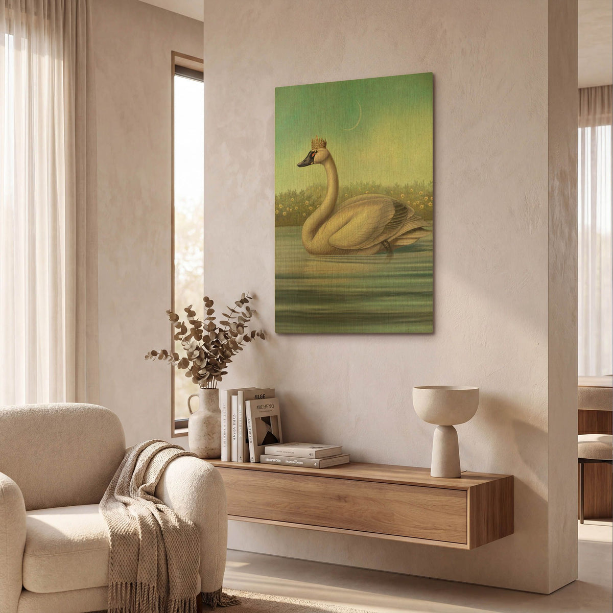 'Queen Of Water Swan' By Dan Craig Gold Metal Wall Art