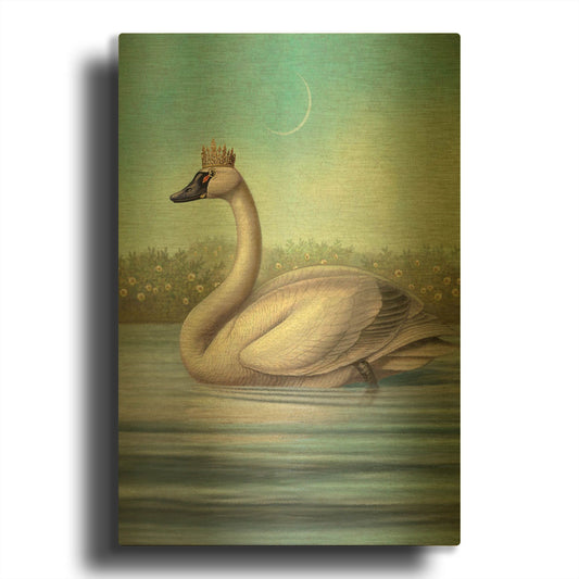 'Queen Of Water Swan' By Dan Craig Gold Metal Wall Art