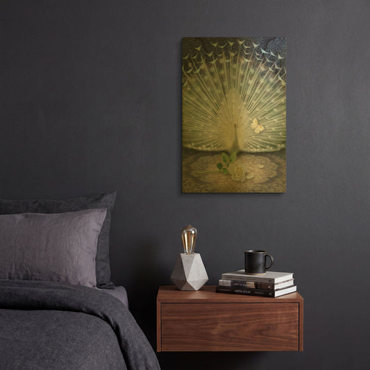 'Release-White Peacock' By Dan Craig Gold Metal Wall Art