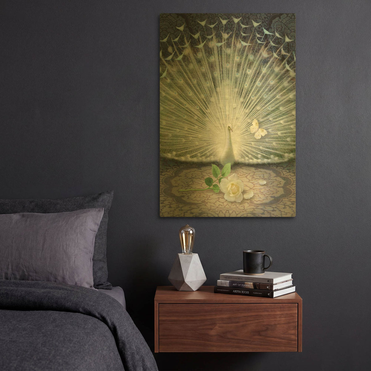 'Release-White Peacock' By Dan Craig Gold Metal Wall Art