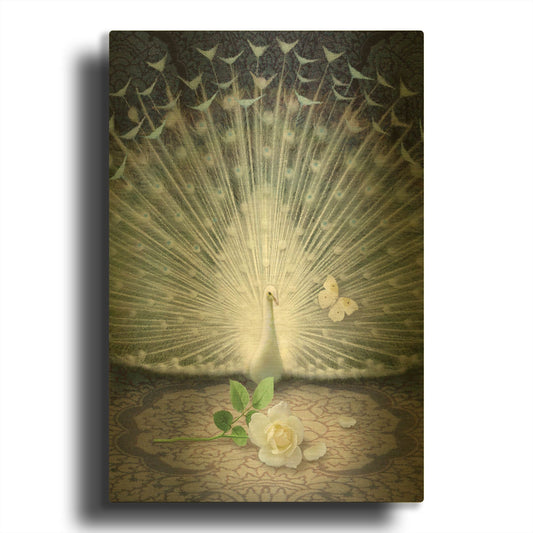'Release-White Peacock' By Dan Craig Gold Metal Wall Art