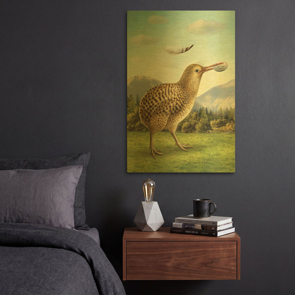 'Six Of Earth-Kiwi' By Dan Craig Gold Metal Wall Art