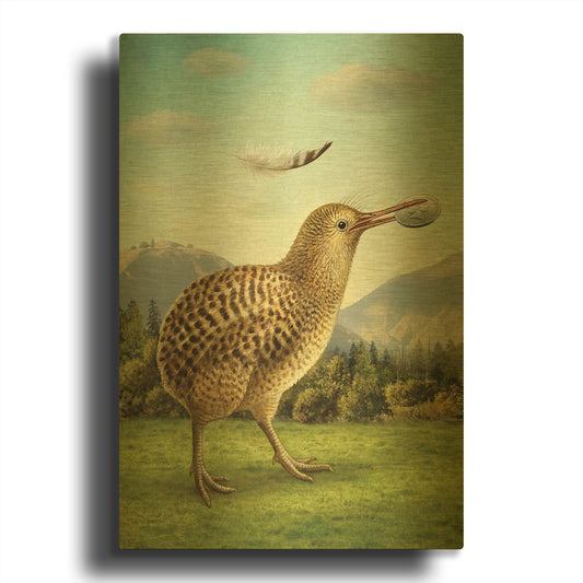 'Six Of Earth-Kiwi' By Dan Craig Gold Metal Wall Art