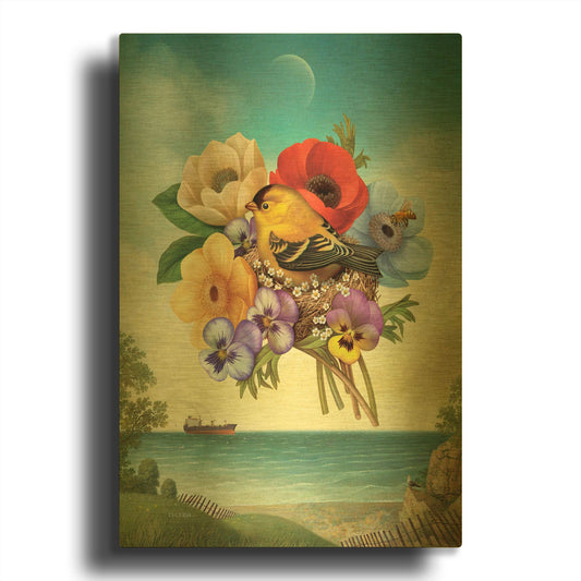 'Superior Goldfinch' By Dan Craig Gold Metal Wall Art
