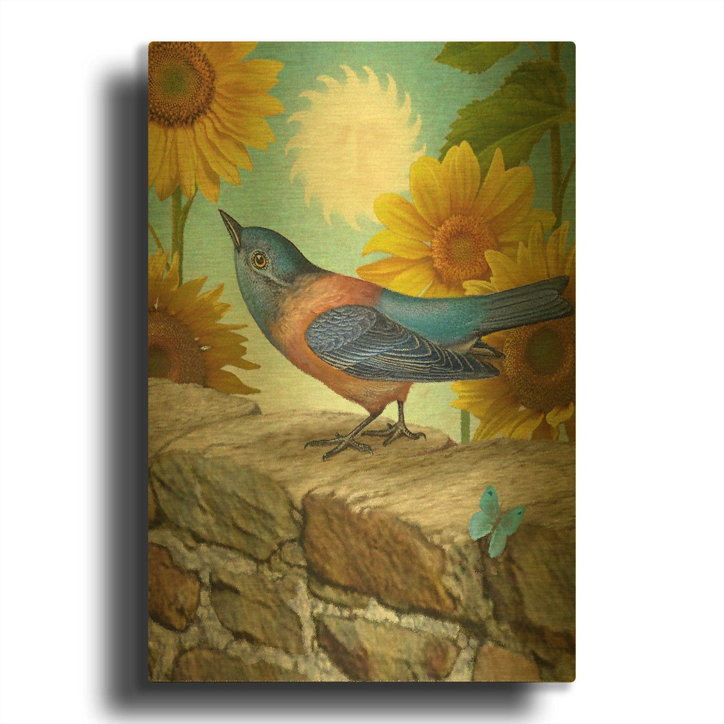 'The Sun-Bluebird' By Dan Craig Gold Metal Wall Art