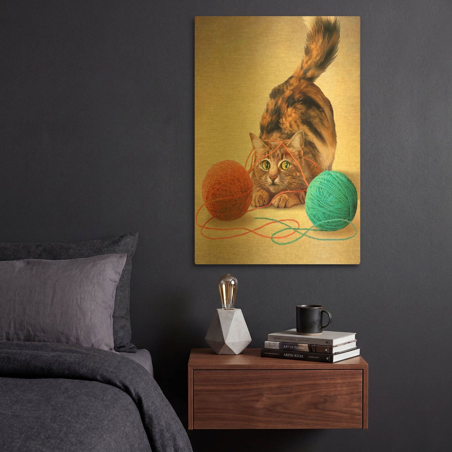 'Two Of Earth-Calico' By Dan Craig Gold Metal Wall Art