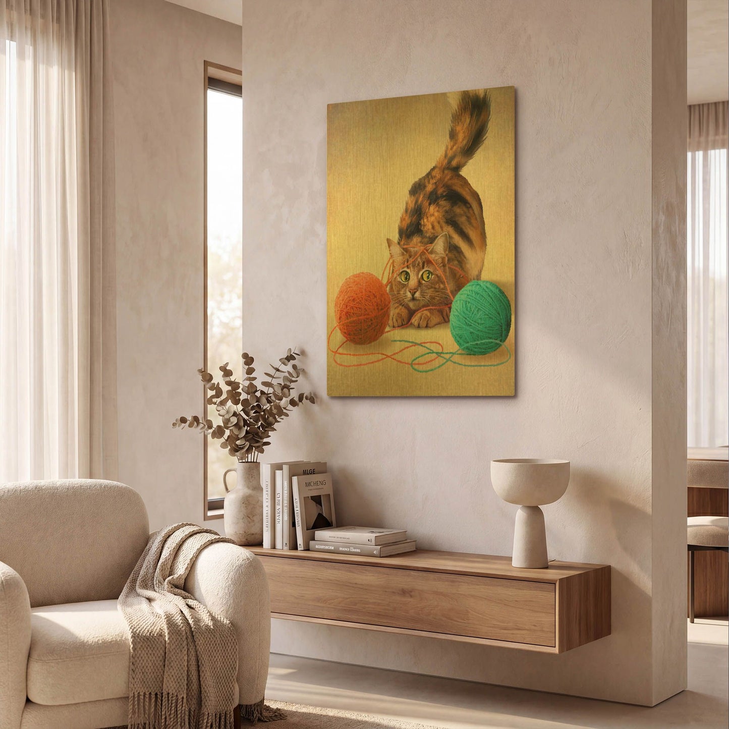 'Two Of Earth-Calico' By Dan Craig Gold Metal Wall Art
