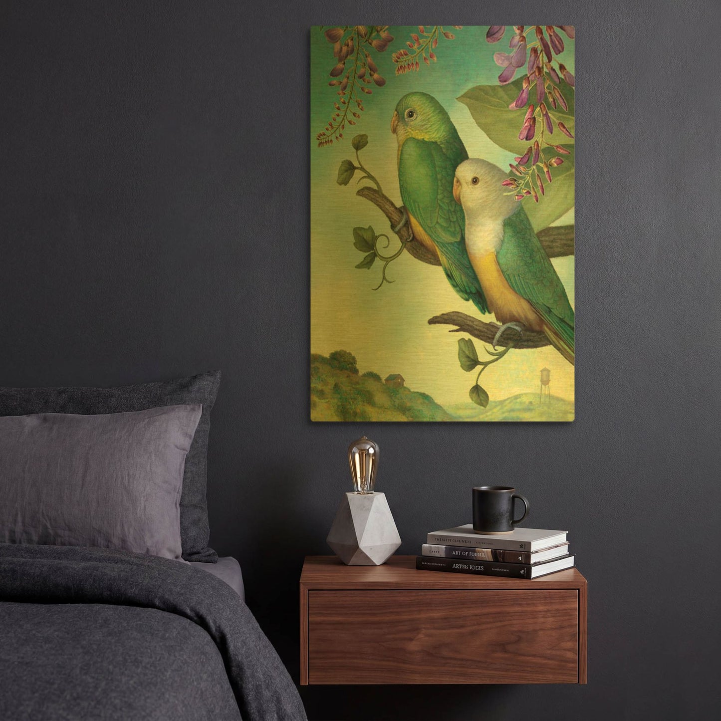 'Two Of Water-Lovebirds' By Dan Craig Gold Metal Wall Art