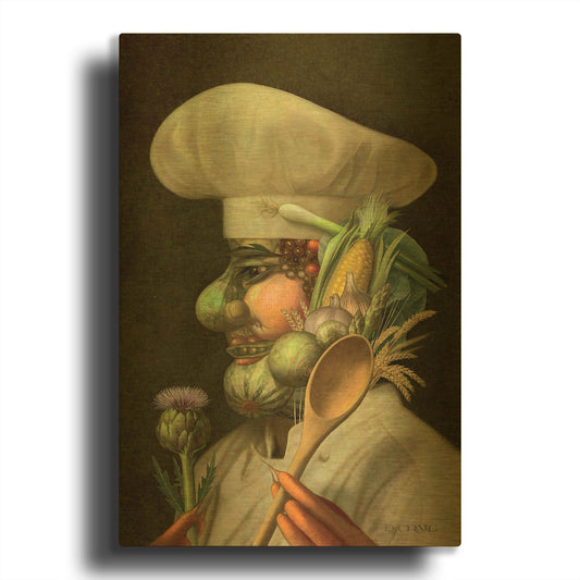 'Vegie Chef' By Dan Craig Gold Metal Wall Art