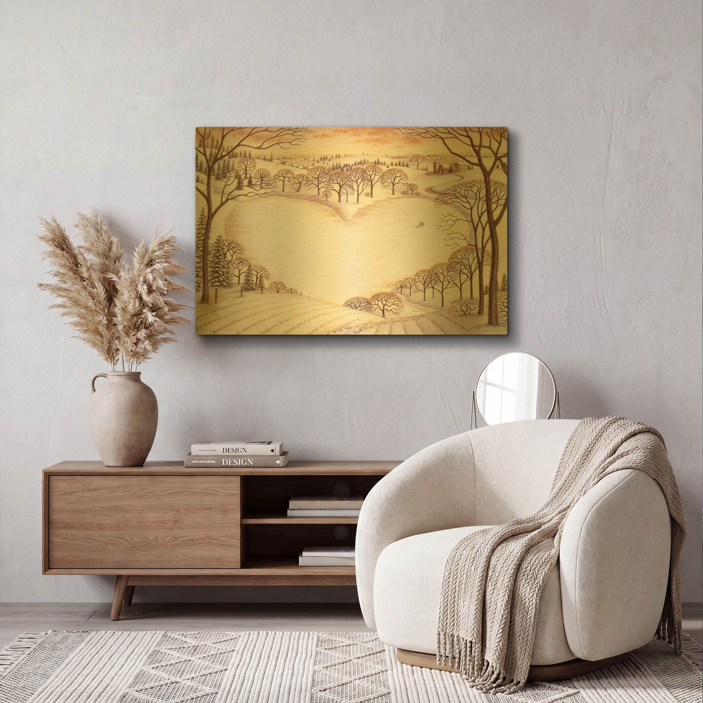 'Sledding' By Dan Craig Gold Metal Wall Art
