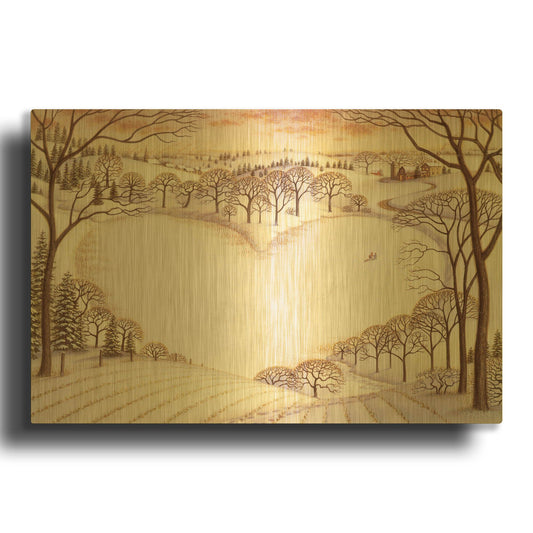 'Sledding' By Dan Craig Gold Metal Wall Art