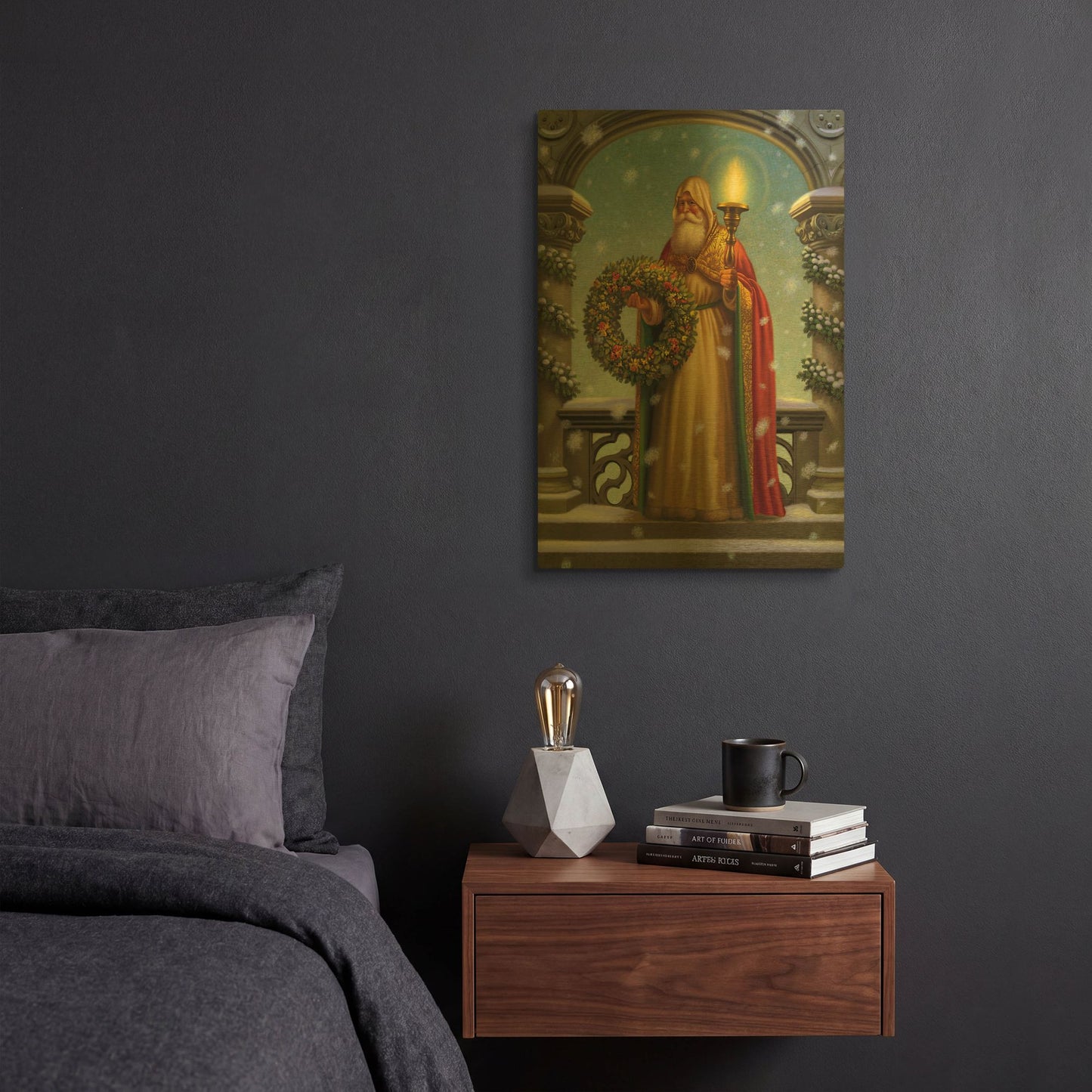 'Father Christmas' By Dan Craig Gold Metal Wall Art