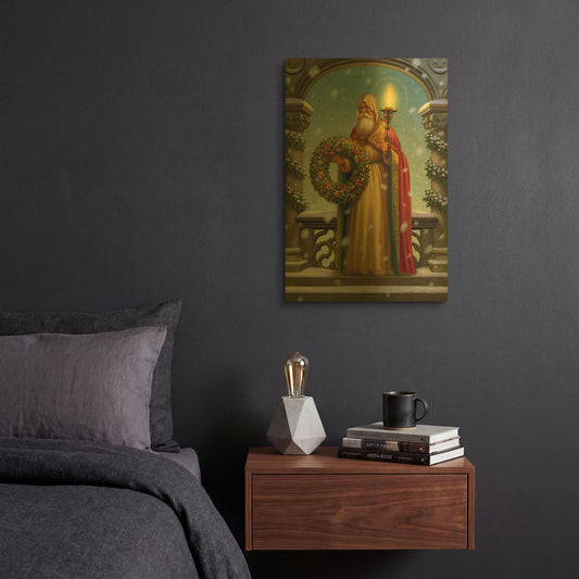 'Father Christmas' By Dan Craig Gold Metal Wall Art