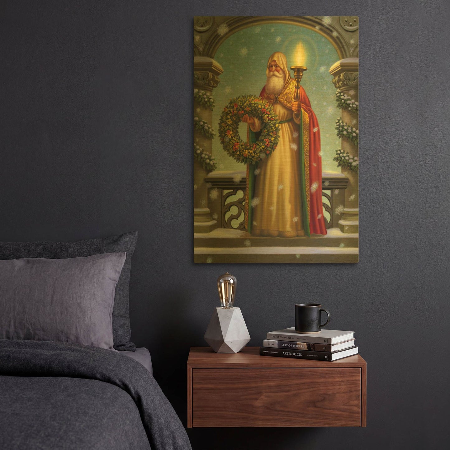 'Father Christmas' By Dan Craig Gold Metal Wall Art