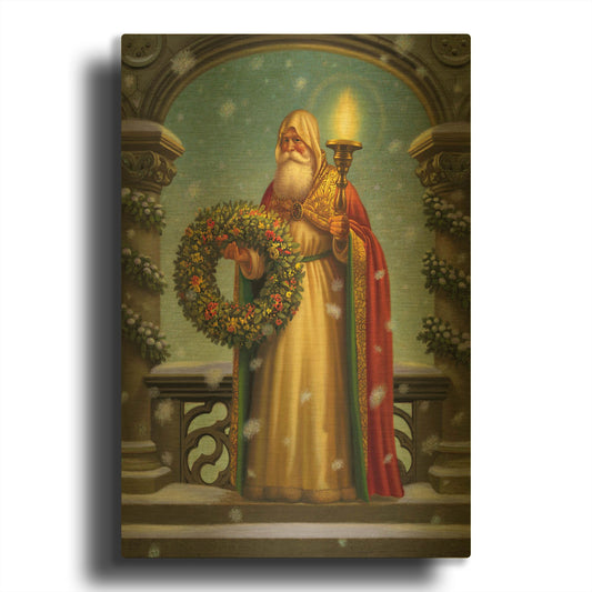 'Father Christmas' By Dan Craig Gold Metal Wall Art