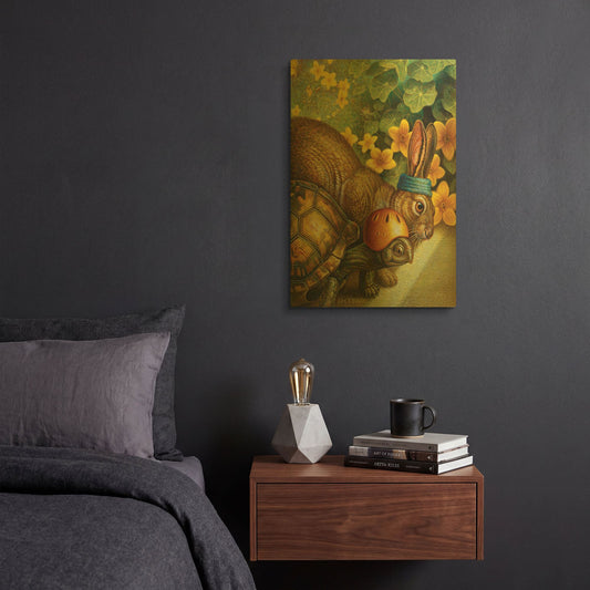 'Tortoise And Hare' By Dan Craig Gold Metal Wall Art