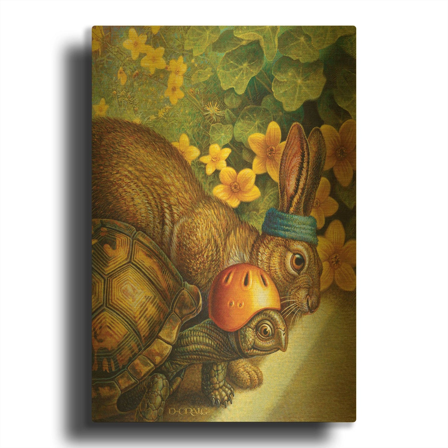 'Tortoise And Hare' By Dan Craig Gold Metal Wall Art