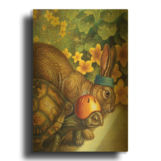 'Tortoise And Hare' By Dan Craig Gold Metal Wall Art
