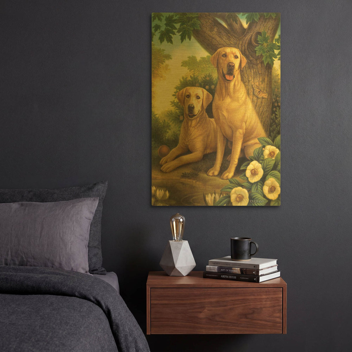'Yellow Labs' By Dan Craig Gold Metal Wall Art