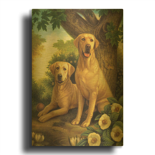 'Yellow Labs' By Dan Craig Gold Metal Wall Art