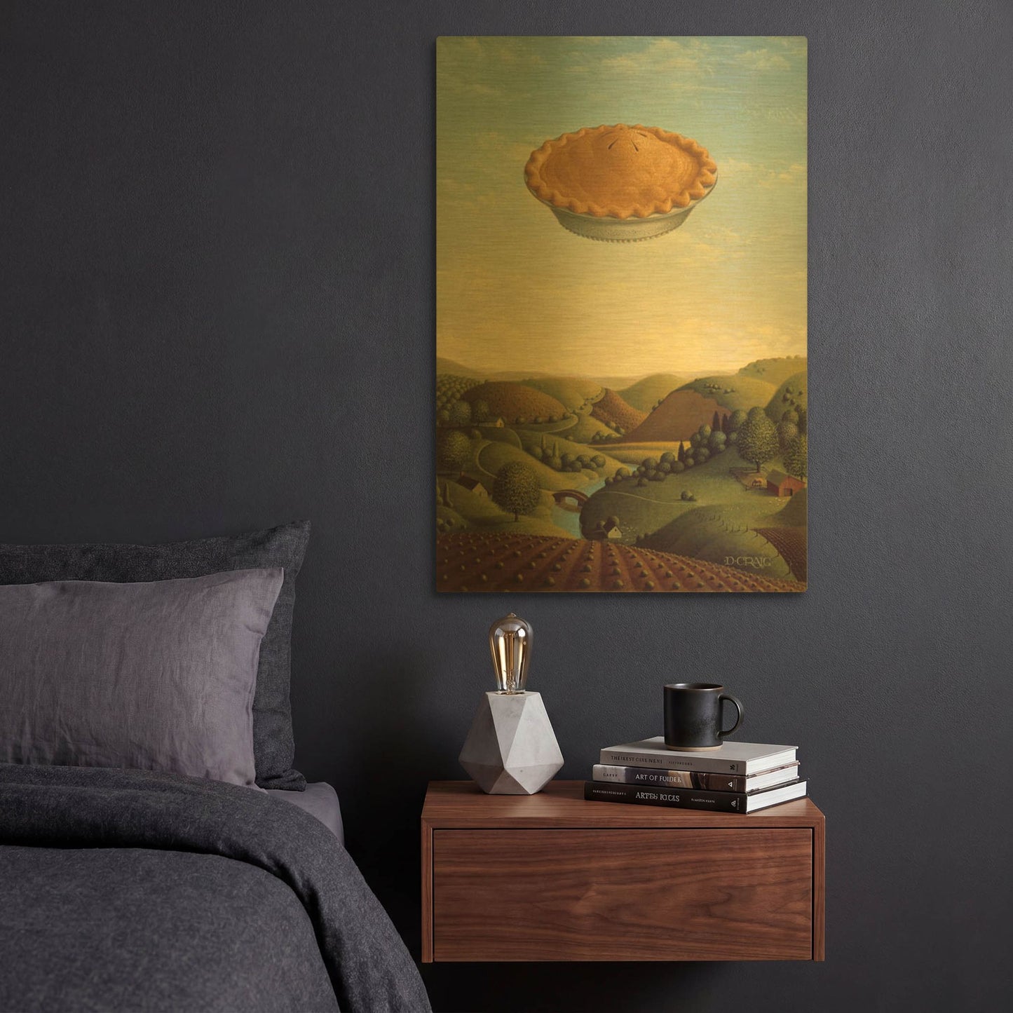 '025 Pie In The Sky' By Dan Craig Gold Metal Wall Art
