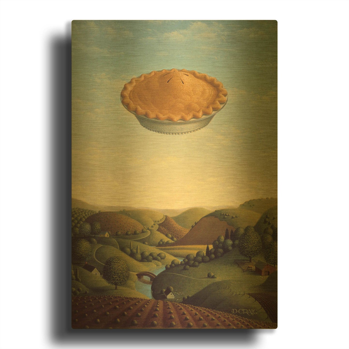 '025 Pie In The Sky' By Dan Craig Gold Metal Wall Art