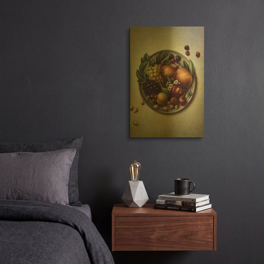 '029 Fruit On Plate' By Dan Craig Gold Metal Wall Art