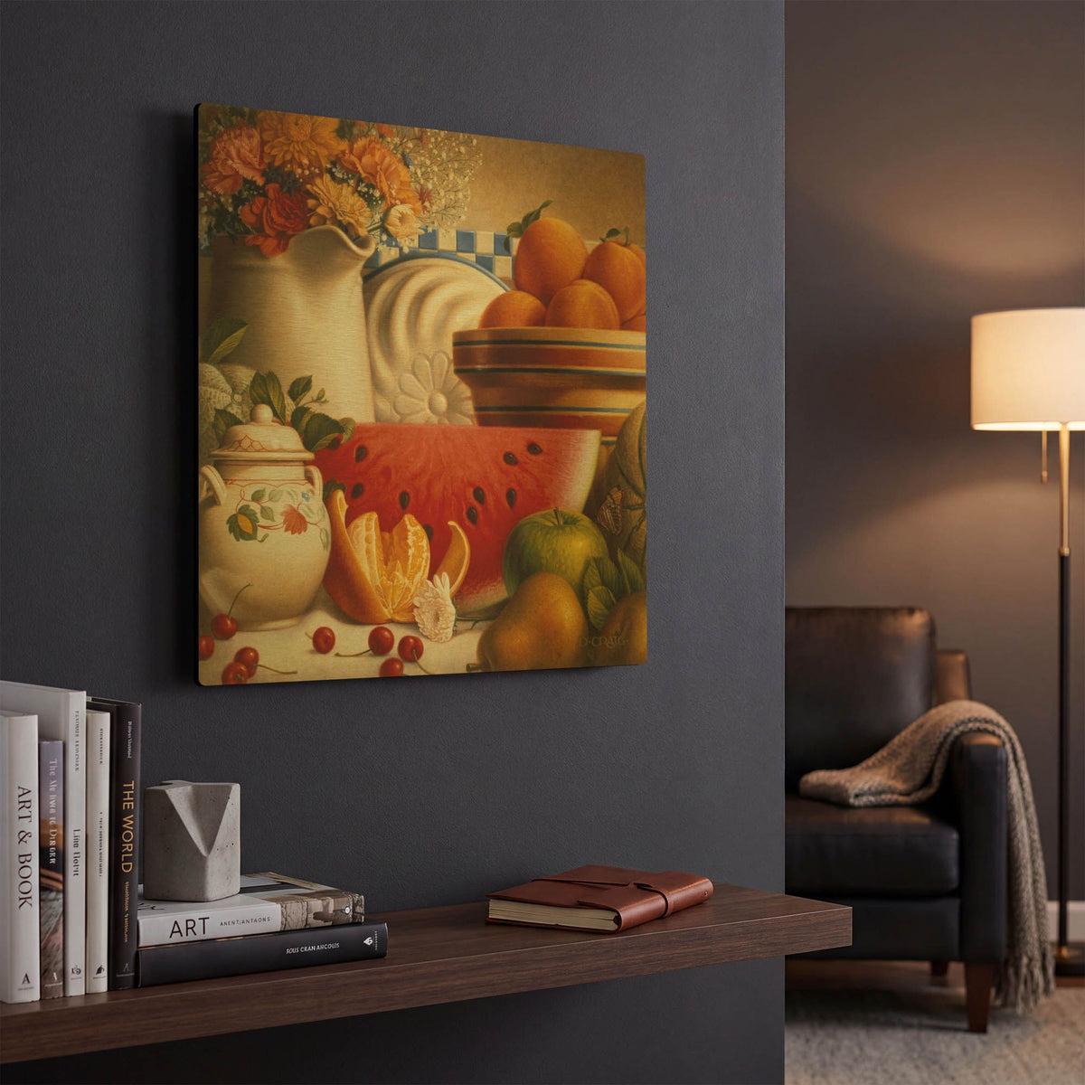 '040 Country Fruit' By Dan Craig Gold Metal Wall Art