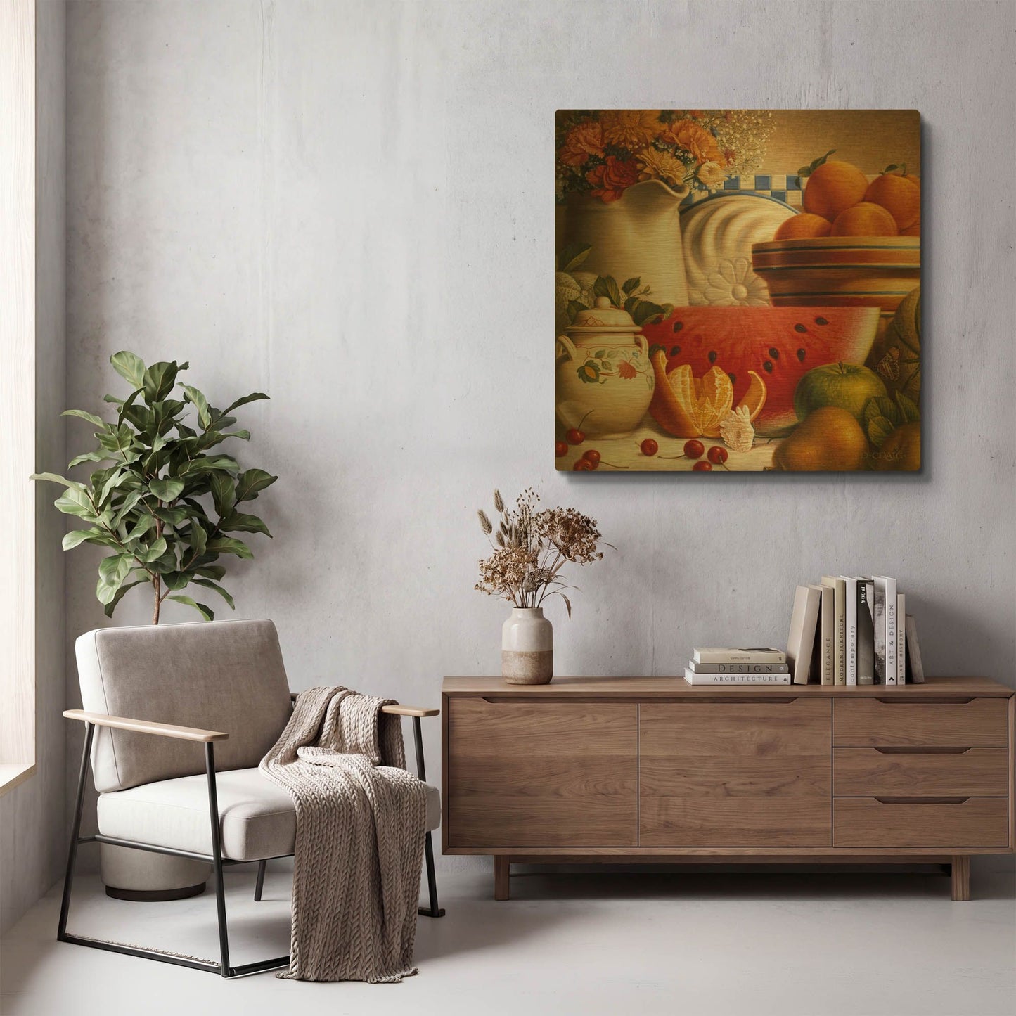 '040 Country Fruit' By Dan Craig Gold Metal Wall Art