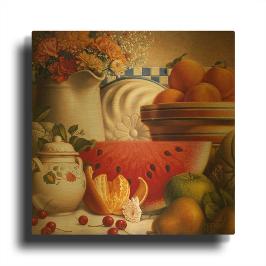 '040 Country Fruit' By Dan Craig Gold Metal Wall Art