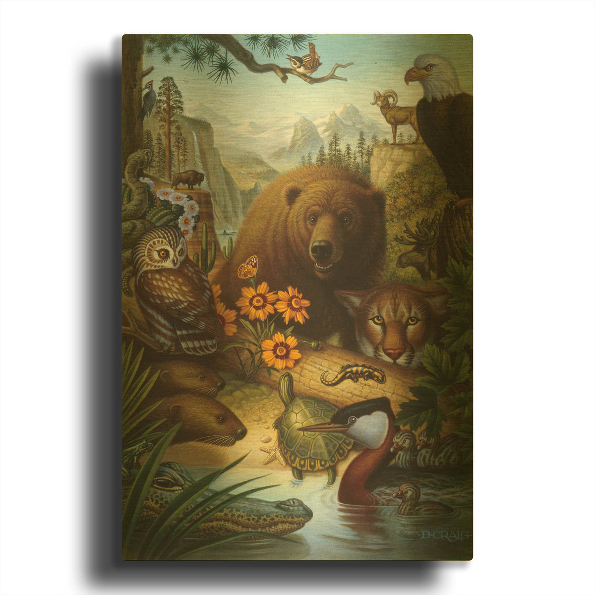 '041 Endangered Species' By Dan Craig Gold Metal Wall Art