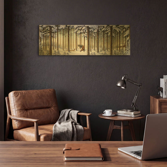 '044 Winter Scene Man With Tree' By Dan Craig Gold Metal Wall Art