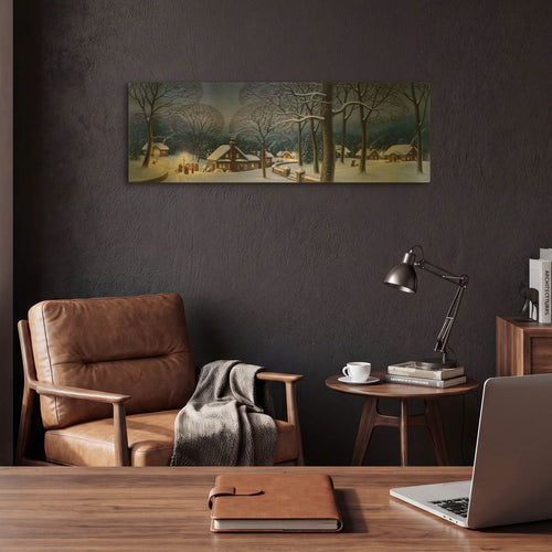 '046 Winter Scene Carollers' By Dan Craig Gold Metal Wall Art