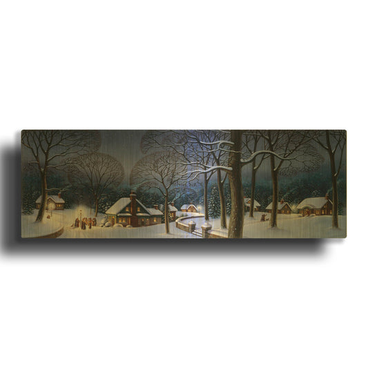 '046 Winter Scene Carollers' By Dan Craig Gold Metal Wall Art
