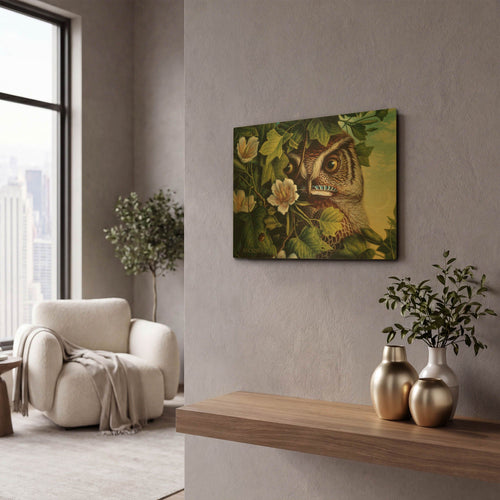 '048 Owl' By Dan Craig Gold Metal Wall Art