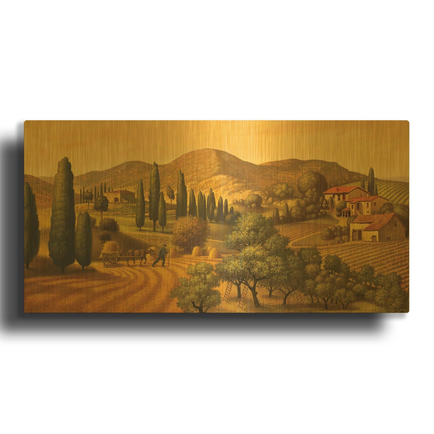 'Tuscan Landscape' By Dan Craig Gold Metal Wall Art