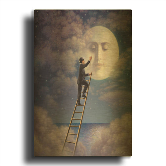 'Man With Moon' By Dan Craig Gold Metal Wall Art