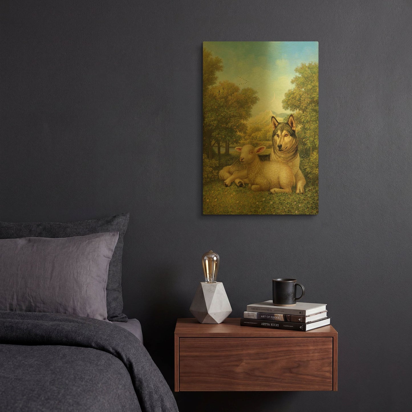'Wolf Lies Down With The Lamb' By Dan Craig Gold Metal Wall Art
