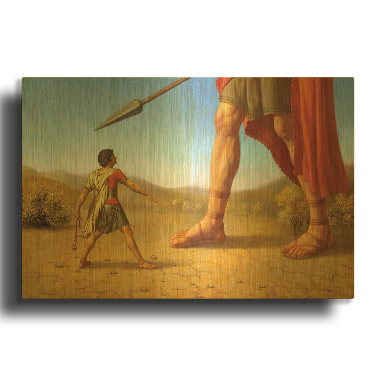 'David And Goliath' By Dan Craig Gold Metal Wall Art