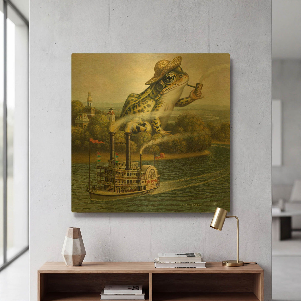 'Mark Twain' By Dan Craig Gold Metal Wall Art