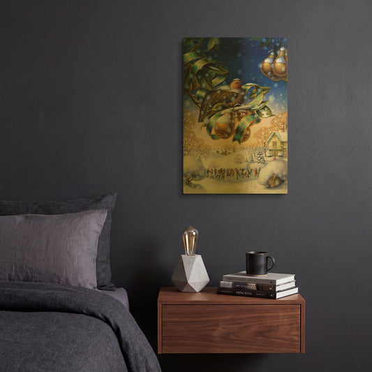 'Partridge In A Pear Tree' By Dan Craig Gold Metal Wall Art