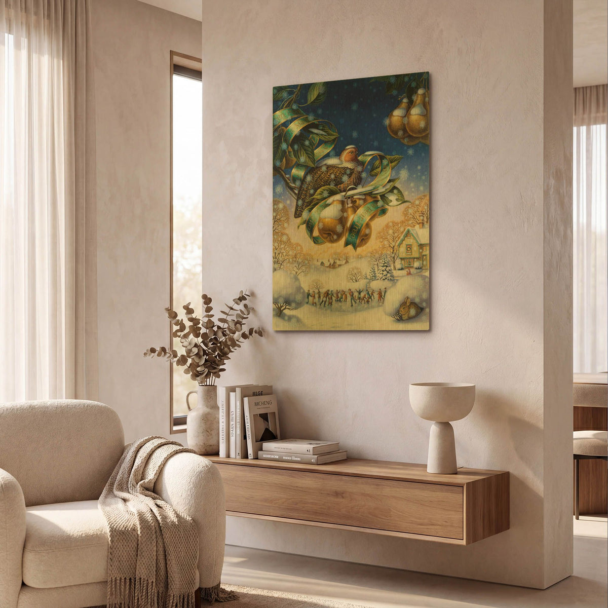 'Partridge In A Pear Tree' By Dan Craig Gold Metal Wall Art