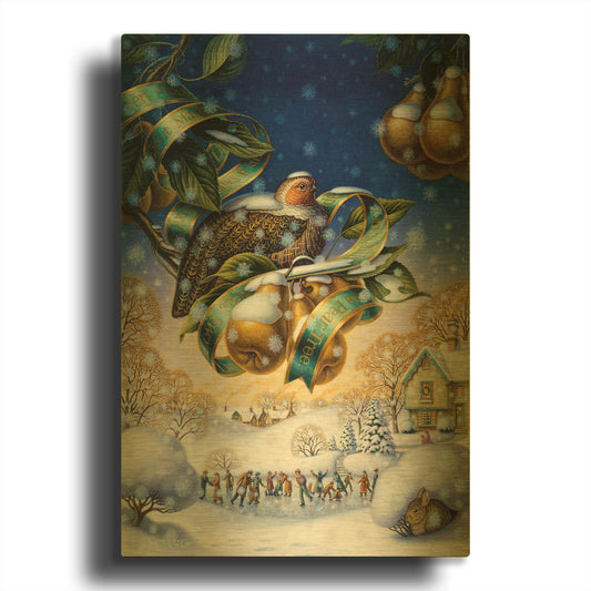 'Partridge In A Pear Tree' By Dan Craig Gold Metal Wall Art
